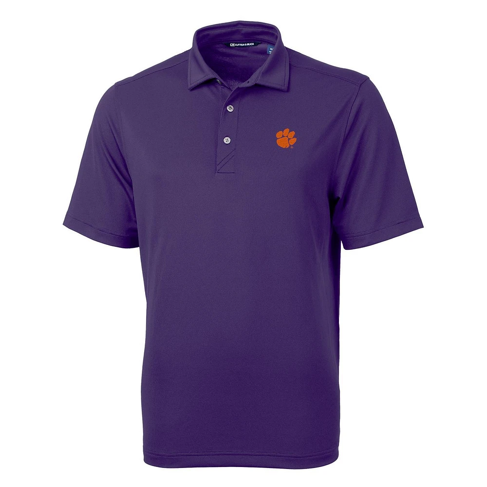 Men's Cutter & Buck Purple Clemson Tigers Virtue Eco Pique Recycled Polo