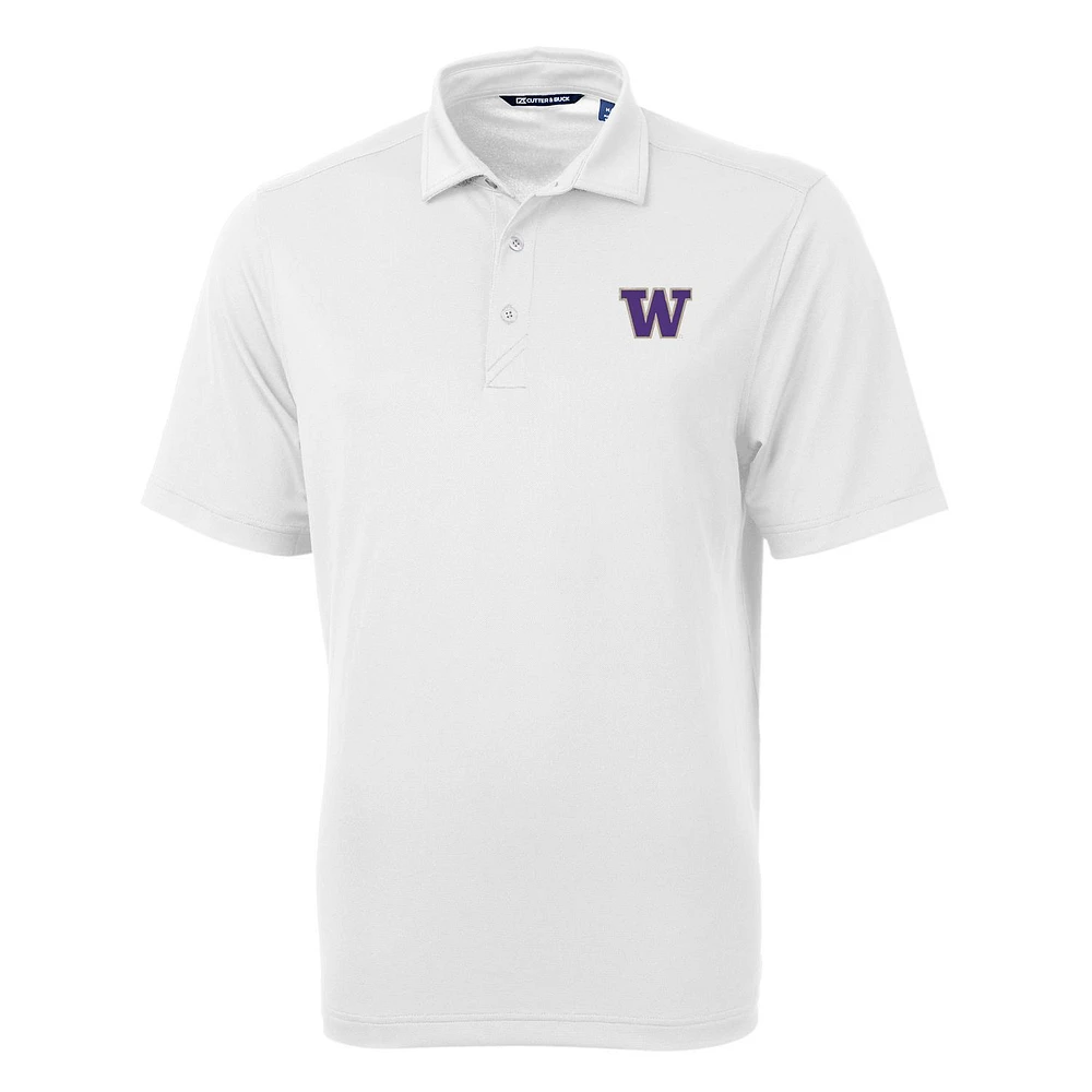Men's Cutter & Buck White Washington Huskies Virtue Eco Pique Recycled Polo