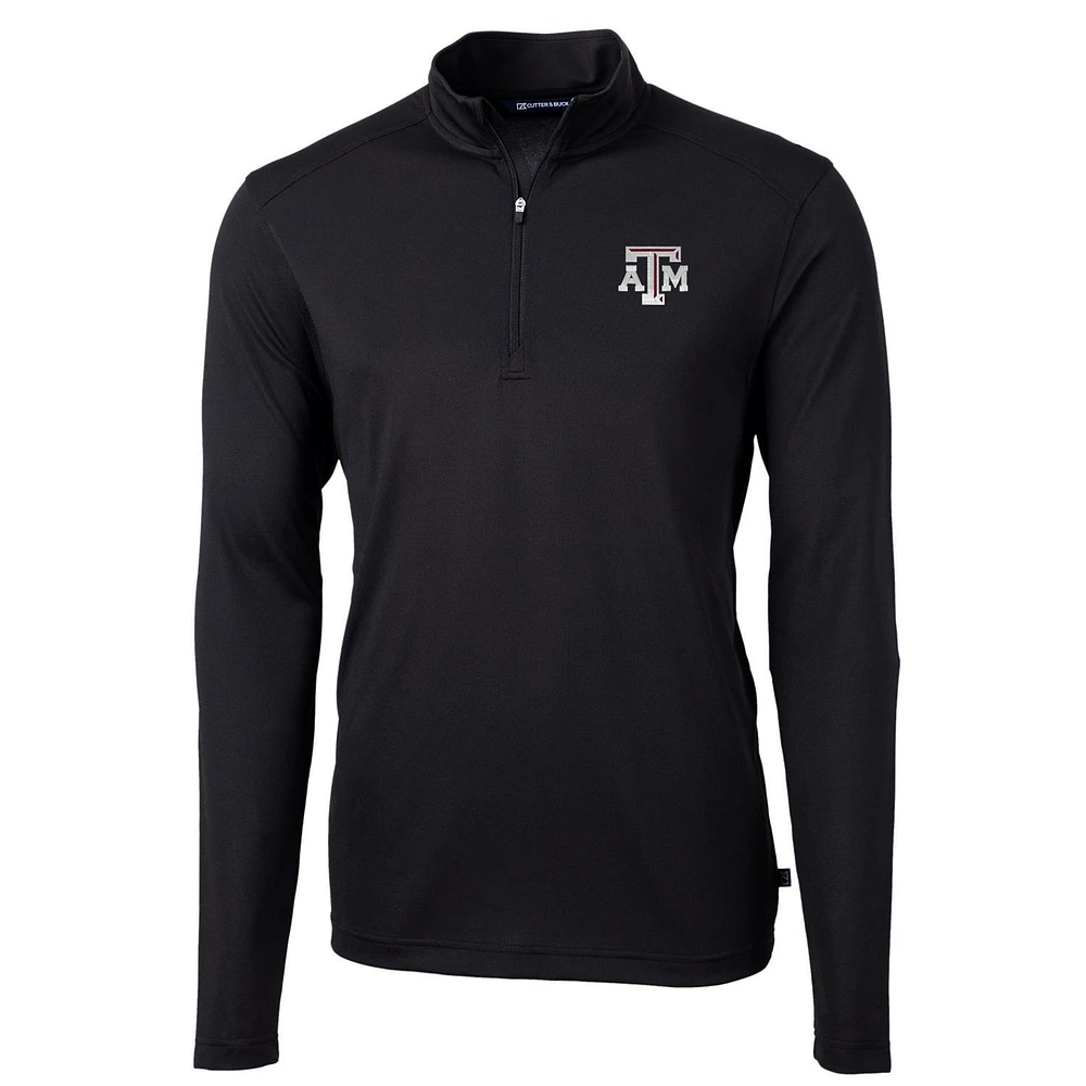 Men's Cutter & Buck Black Texas A&M Aggies Virtue Eco Pique Recycled Quarter-Zip Jacket