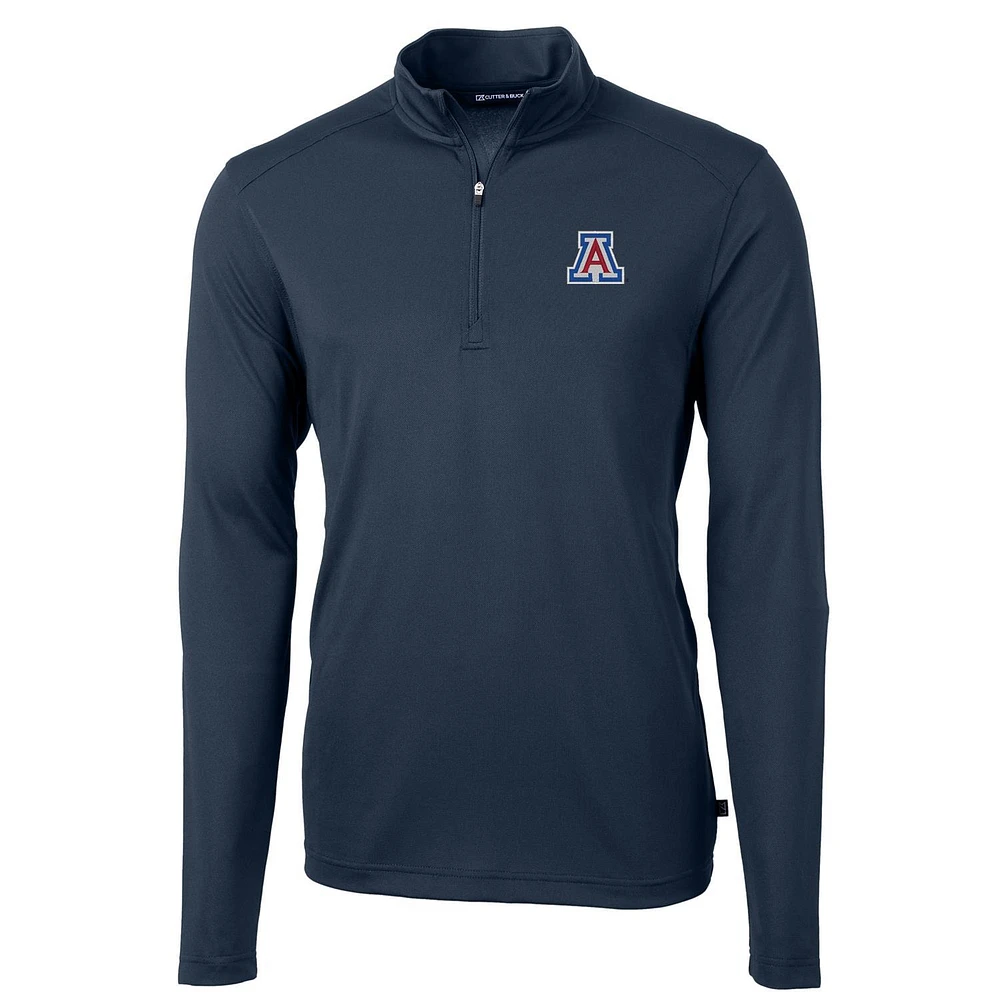 Men's Cutter & Buck Navy Arizona Wildcats Virtue Eco Pique Recycled Quarter-Zip Jacket