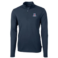 Men's Cutter & Buck Navy Arizona Wildcats Virtue Eco Pique Recycled Quarter-Zip Jacket