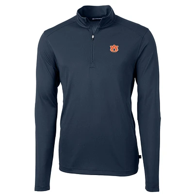 Men's Cutter & Buck Navy Auburn Tigers Virtue Eco Pique Recycled Quarter-Zip Jacket