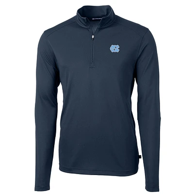 Men's Cutter & Buck Navy North Carolina Tar Heels Virtue Eco Pique Recycled Quarter-Zip Jacket