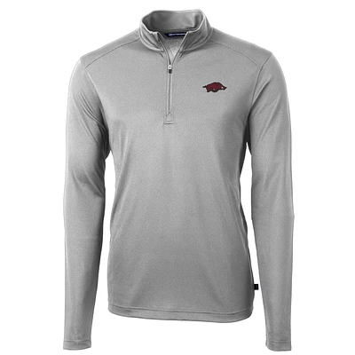 Men's Cutter & Buck Arkansas Razorbacks Virtue Eco Pique Recycled Quarter-Zip Jacket