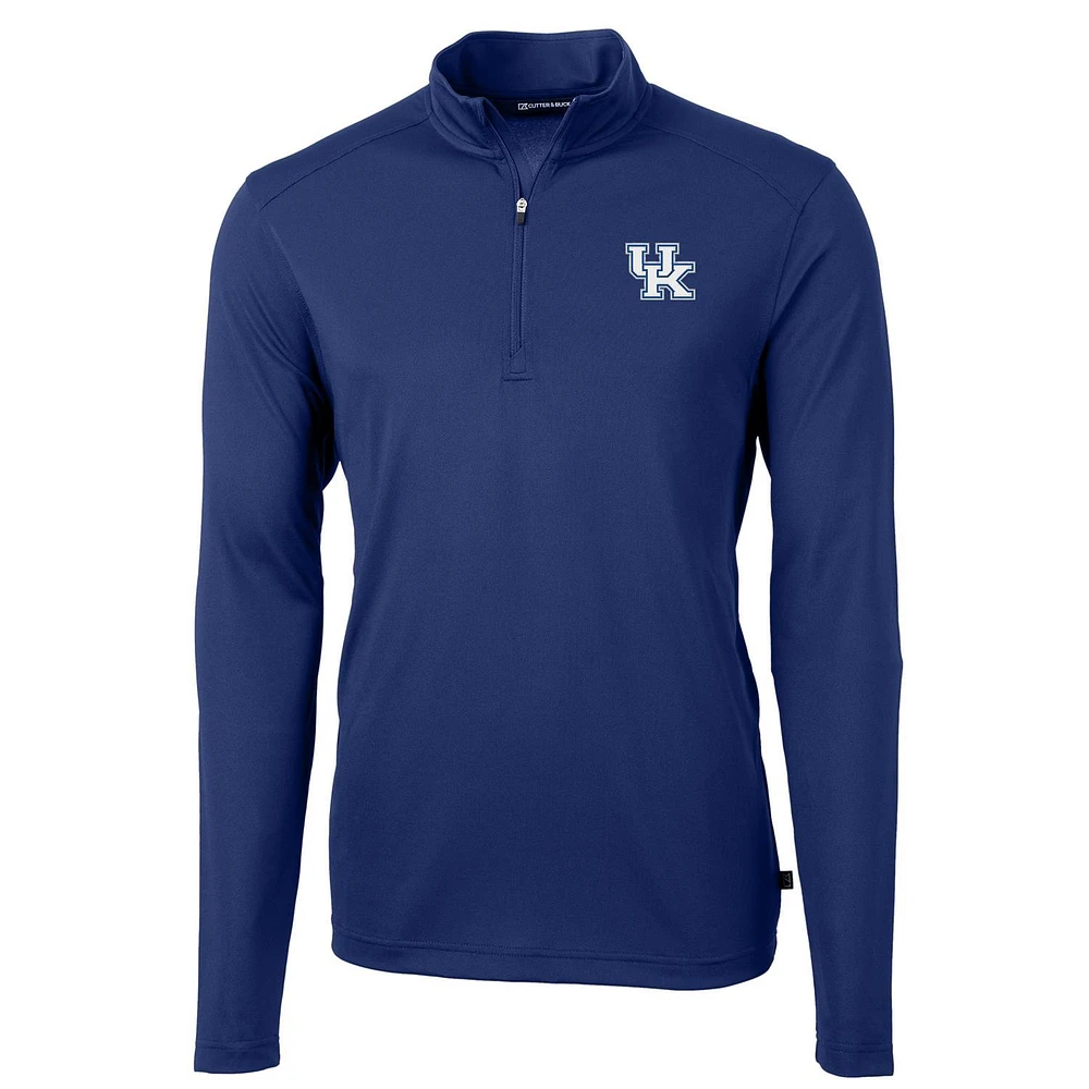 Men's Cutter & Buck Royal Kentucky Wildcats Virtue Eco Pique Recycled Quarter-Zip Jacket