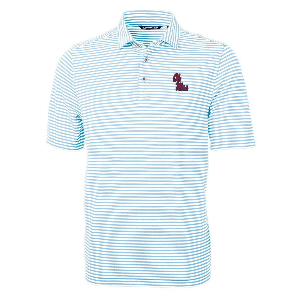 Men's Cutter & Buck Powder Blue Ole Miss Rebels Virtue Eco Pique Stripe Recycled Polo