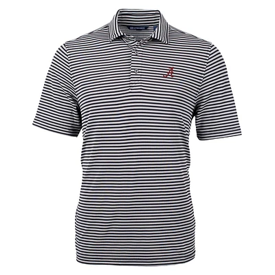Men's Cutter & Buck Black Alabama Crimson Tide Virtue Eco Pique Stripe Recycled Polo