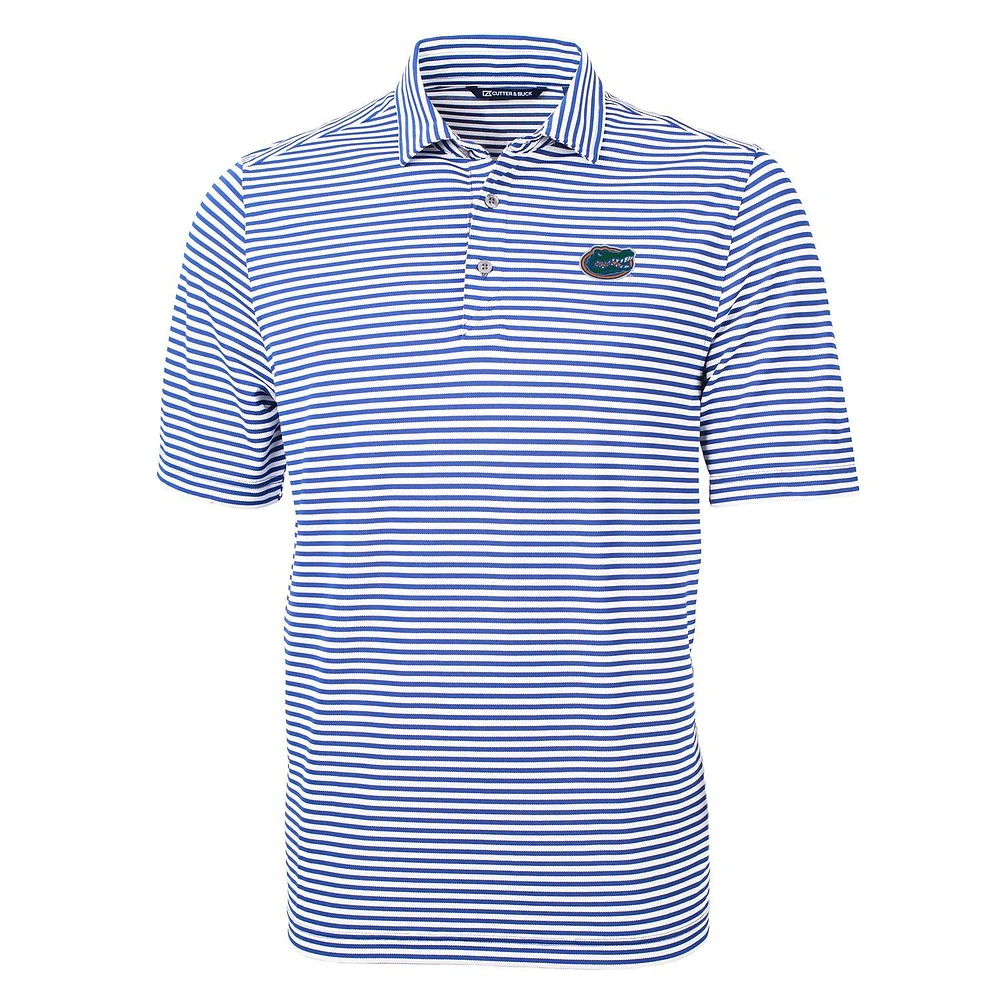 Men's Cutter & Buck Royal Florida Gators Virtue Eco Pique Stripe Recycled Polo