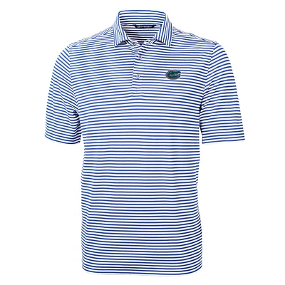 Men's Cutter & Buck Royal Florida Gators Virtue Eco Pique Stripe Recycled Polo