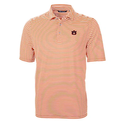 Men's Cutter & Buck Orange Auburn Tigers Virtue Eco Pique Stripe Recycled Polo
