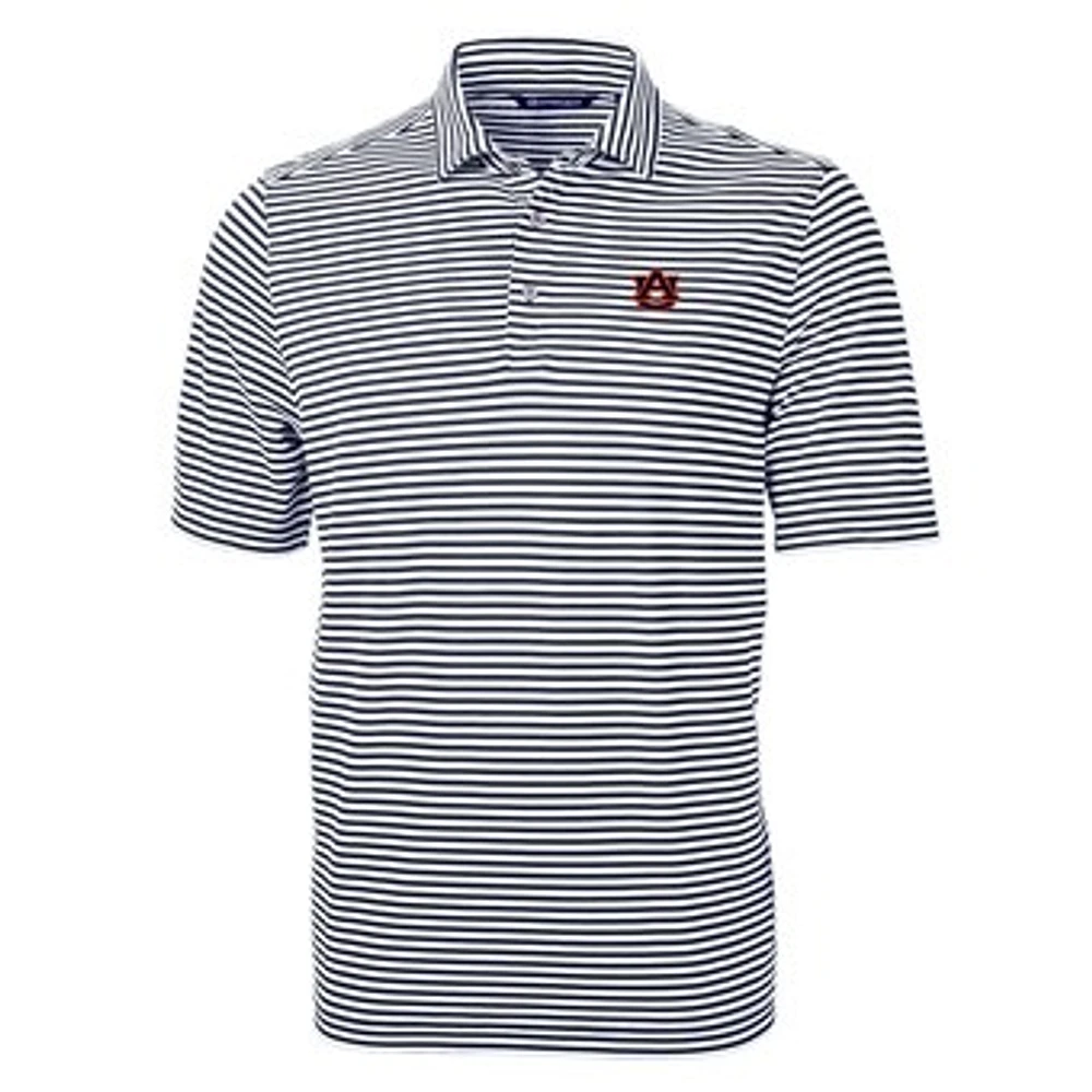 Men's Cutter & Buck Navy Auburn Tigers Virtue Eco Pique Stripe Recycled Polo