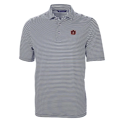 Men's Cutter & Buck Navy Auburn Tigers Virtue Eco Pique Stripe Recycled Polo