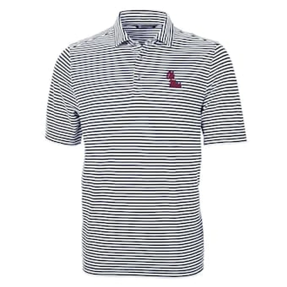 Men's Cutter & Buck Navy Ole Miss Rebels Virtue Eco Pique Stripe Recycled Polo