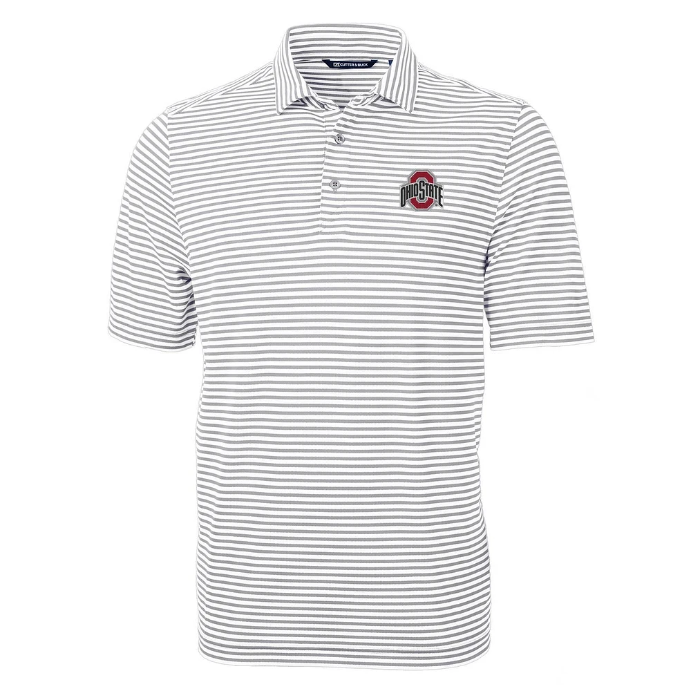 Men's Cutter & Buck Ohio State Buckeyes Virtue Eco Pique Stripe Recycled Polo