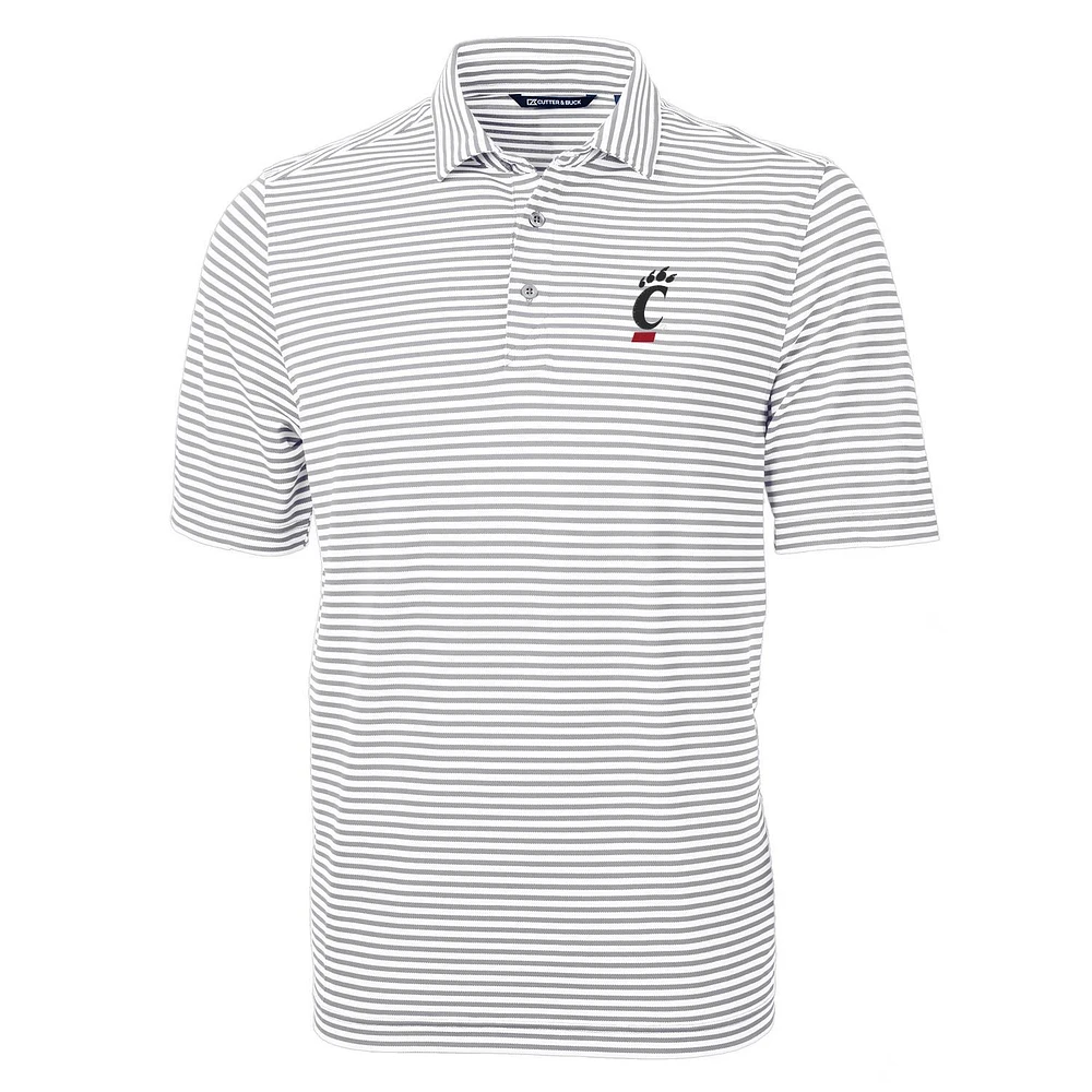 Men's Cutter & Buck Gray Cincinnati Bearcats Virtue Eco Pique Stripe Recycled Polo