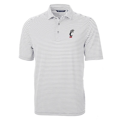 Men's Cutter & Buck Gray Cincinnati Bearcats Virtue Eco Pique Stripe Recycled Polo