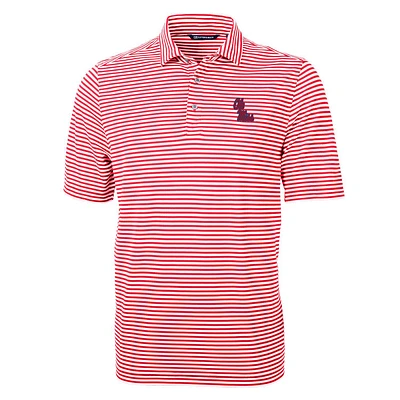 Men's Cutter & Buck Red Ole Miss Rebels Virtue Eco Pique Stripe Recycled Polo