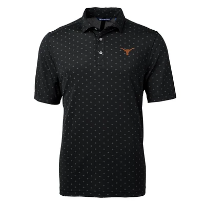 Men's Cutter & Buck Black Texas Longhorns Virtue Eco Pique Tile Print Polo