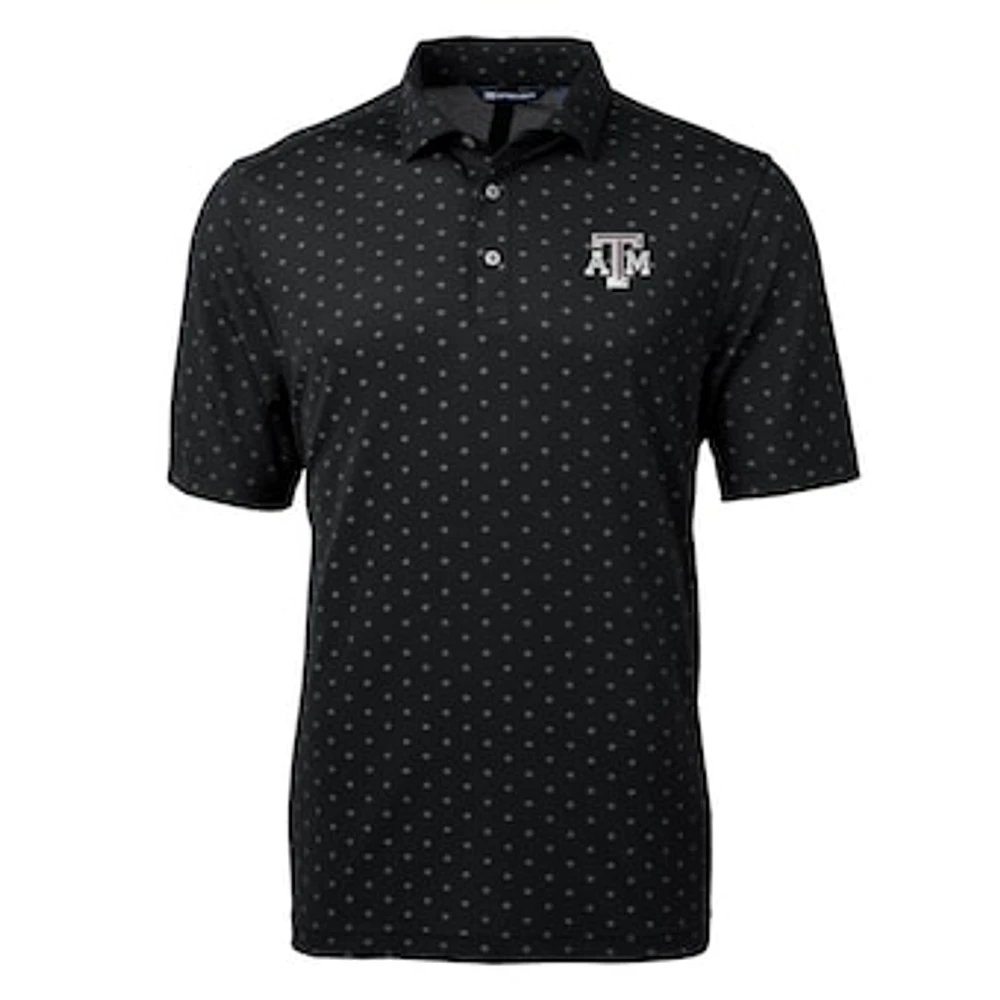 Men's Cutter & Buck Black Texas A&M Aggies Virtue Eco Pique Tile Print Polo