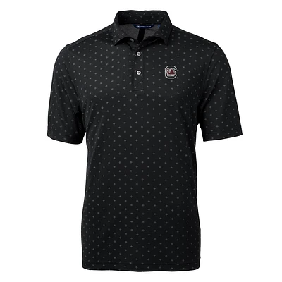 Men's Cutter & Buck Black South Carolina Gamecocks Virtue Eco Pique Tile Print Polo