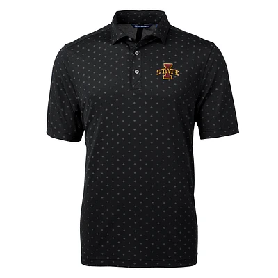 Men's Cutter & Buck Black Iowa State Cyclones Virtue Eco Pique Tile Print Polo
