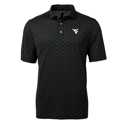 Men's Cutter & Buck Black West Virginia Mountaineers Virtue Eco Pique Tile Print Polo