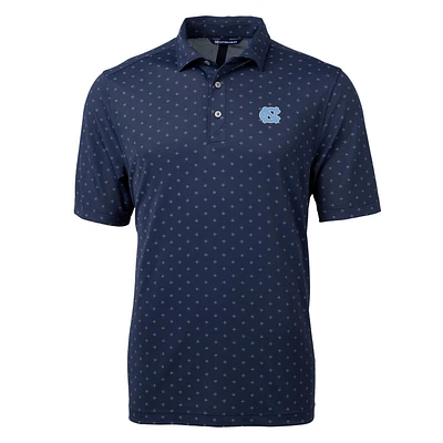 Men's Cutter & Buck Navy North Carolina Tar Heels Virtue Eco Pique Tile Print Polo