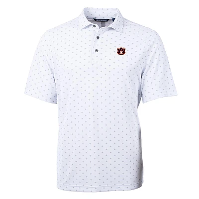 Men's Cutter & Buck White Auburn Tigers Virtue Eco Pique Tile Print Polo