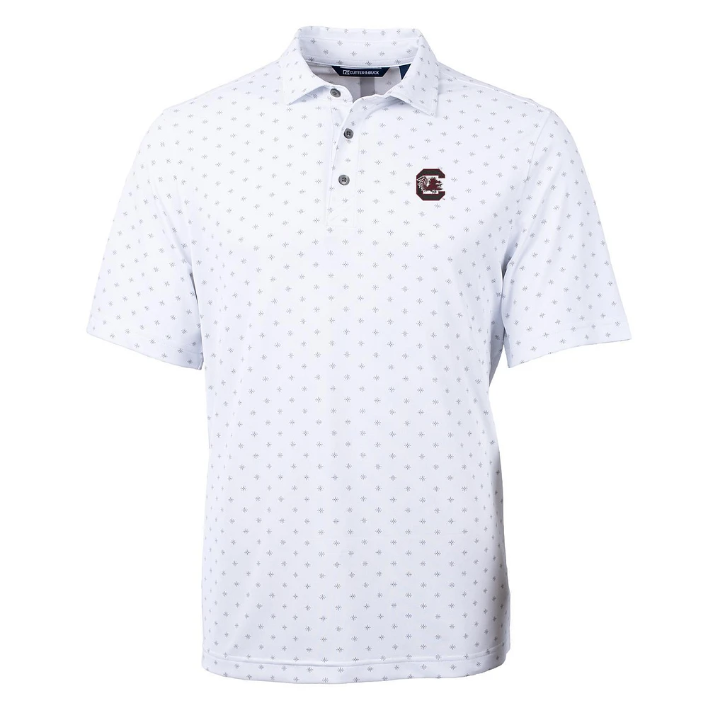 Men's Cutter & Buck White South Carolina Gamecocks Virtue Eco Pique Tile Print Polo