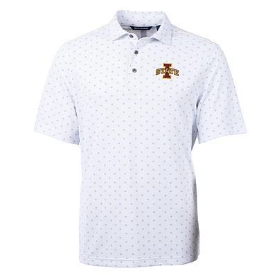 Men's Cutter & Buck White Iowa State Cyclones Virtue Eco Pique Tile Print Polo