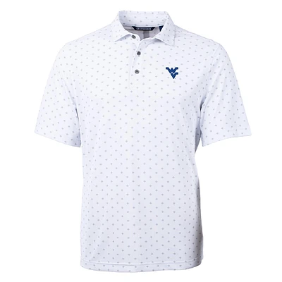 Men's Cutter & Buck White West Virginia Mountaineers Virtue Eco Pique Tile Print Polo