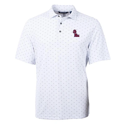 Men's Cutter & Buck White Ole Miss Rebels Virtue Eco Pique Tile Print Polo