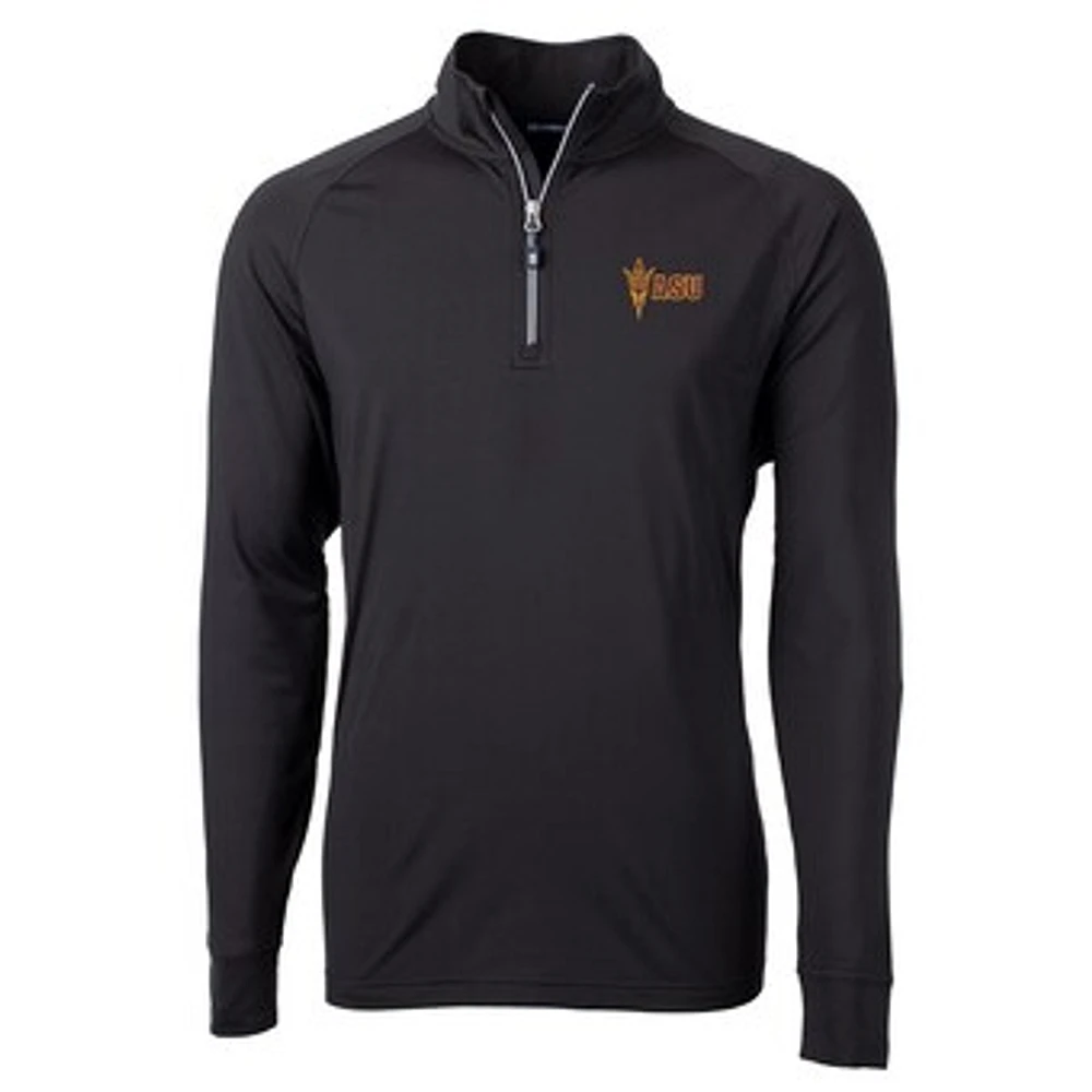 Men's Cutter & Buck Black Arizona State Sun Devils Big & Tall Adapt Eco Knit Quarter-Zip Pullover Jacket