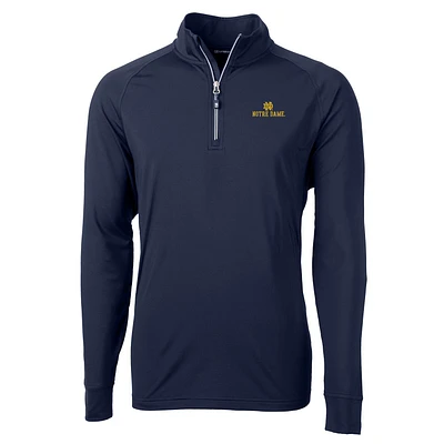 Men's Cutter & Buck Navy Notre Dame Fighting Irish Big Tall Adapt Eco Knit Quarter-Zip Pullover Jacket