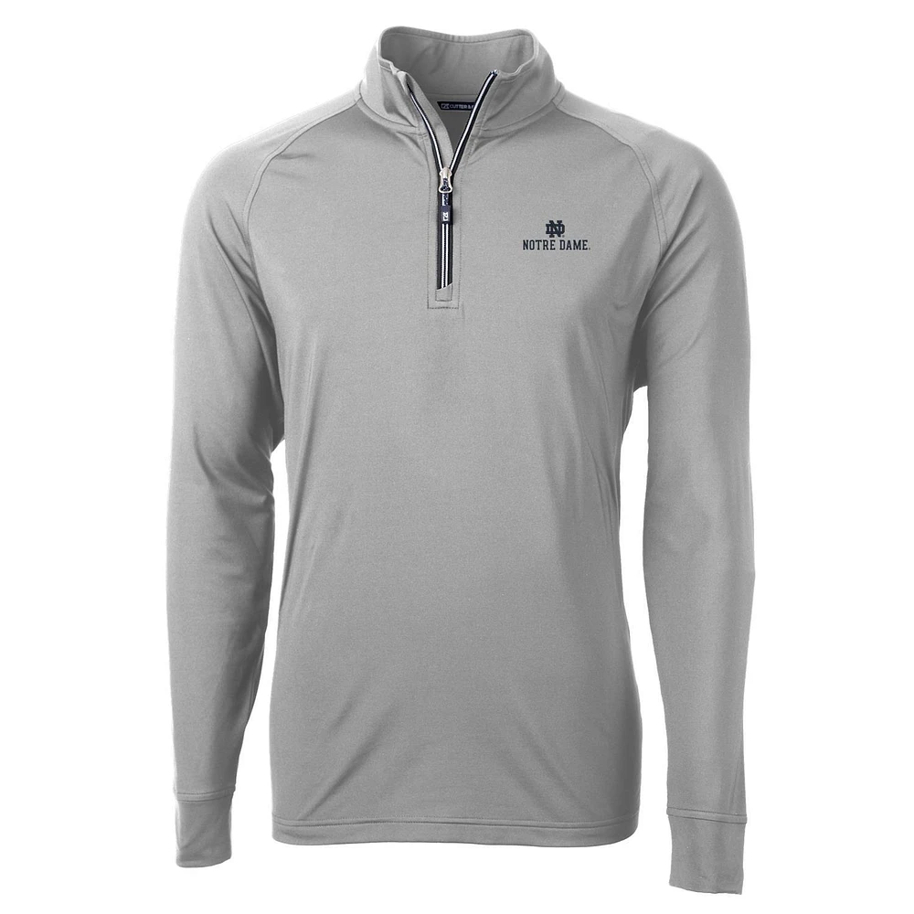 Men's Cutter & Buck Gray Notre Dame Fighting Irish Big Tall Adapt Eco Knit Quarter-Zip Pullover Jacket