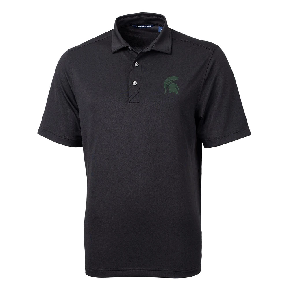 Men's Cutter & Buck Black Michigan State Spartans Big & Tall Virtue Eco Pique Recycled Polo