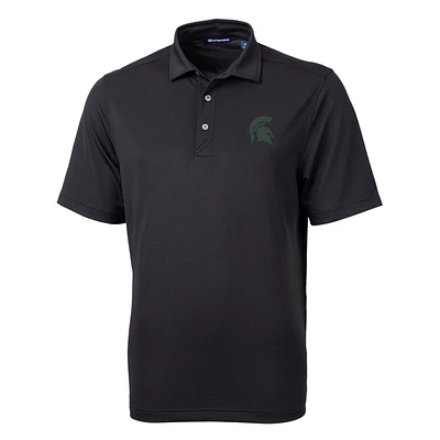 Men's Cutter & Buck Black Michigan State Spartans Big Tall Virtue Eco Pique Recycled Polo