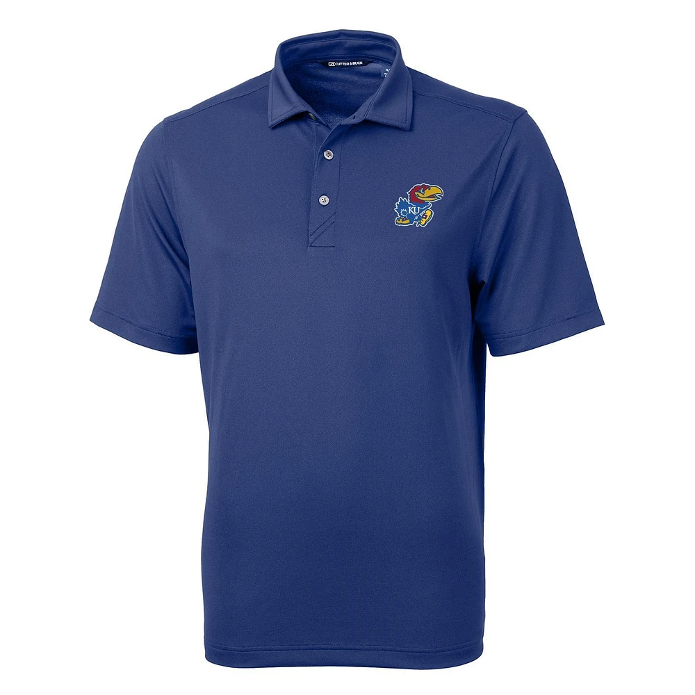 Men's Cutter & Buck Blue Kansas Jayhawks Big Tall Virtue Eco Pique Recycled Polo