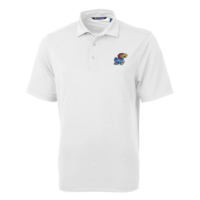 Men's Cutter & Buck White Kansas Jayhawks Big Tall Virtue Eco Pique Recycled Polo