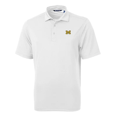 Men's Cutter & Buck White Michigan Wolverines Big Tall Virtue Eco Pique Recycled Polo