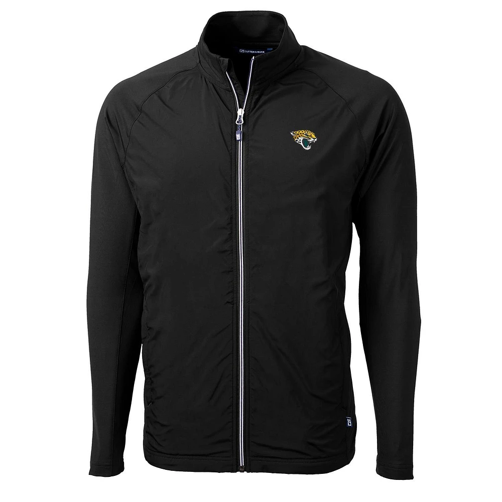 Men's Cutter & Buck Black Jacksonville Jaguars Adapt Eco Knit Full-Zip Jacket
