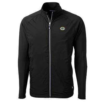 Men's Cutter & Buck Black Green Bay Packers Adapt Eco Knit Full-Zip Jacket