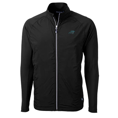 Men's Cutter & Buck Black Carolina Panthers Adapt Eco Knit Full-Zip Jacket