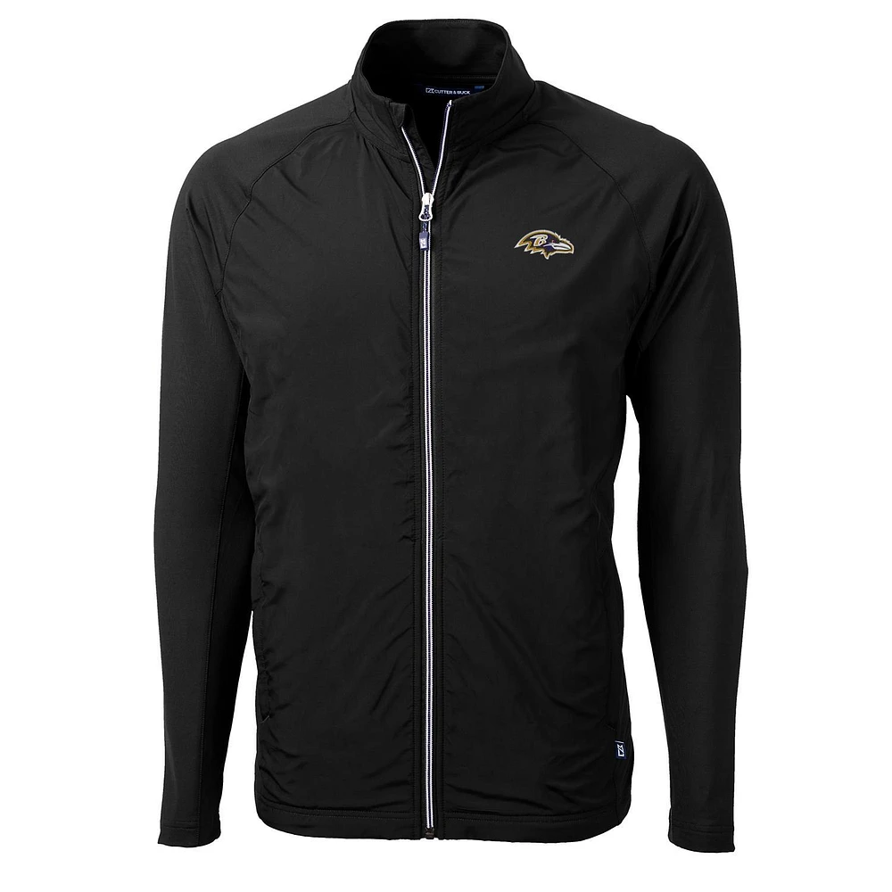 Men's Cutter & Buck Black Baltimore Ravens Adapt Eco Knit Full-Zip Jacket