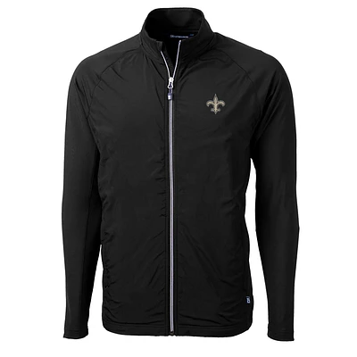 Men's Cutter & Buck Black New Orleans Saints Adapt Eco Knit Full-Zip Jacket