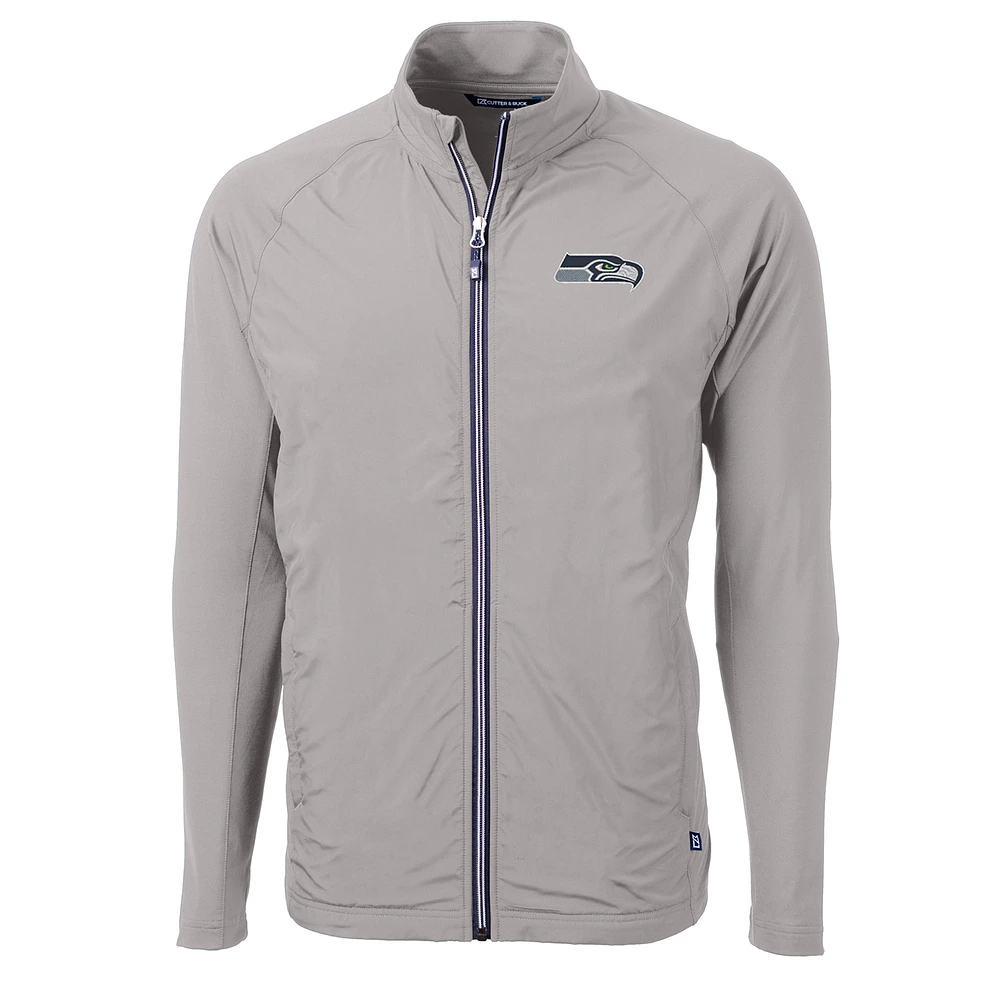 Men's Cutter & Buck Gray Seattle Seahawks Adapt Eco Knit Full-Zip Jacket