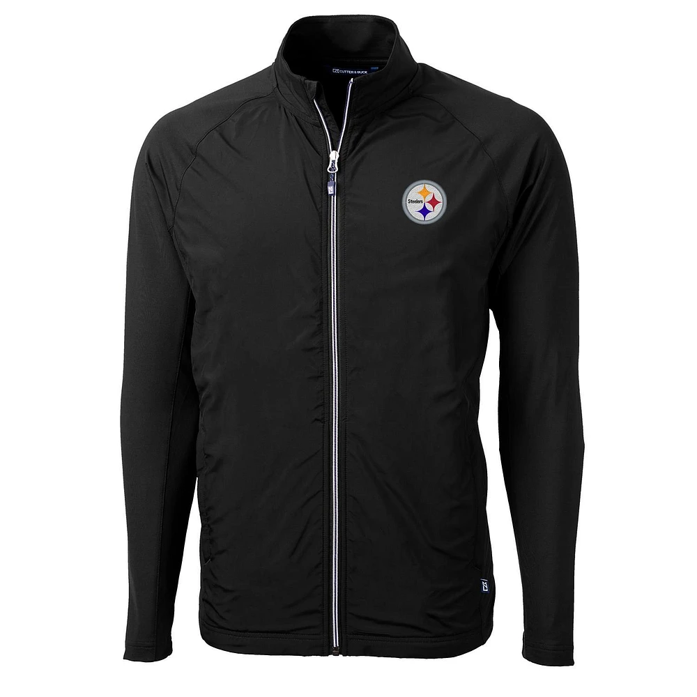 Men's Cutter & Buck Black Pittsburgh Steelers Adapt Eco Knit Full-Zip Jacket
