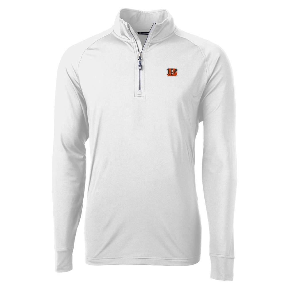 Men's Cutter & Buck White Cincinnati Bengals Adapt Eco Knit Quarter-Zip Pullover Jacket