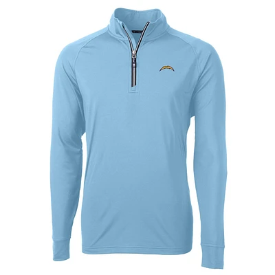 Men's Cutter & Buck Light Blue Los Angeles Chargers Adapt Eco Knit Quarter-Zip Pullover Jacket