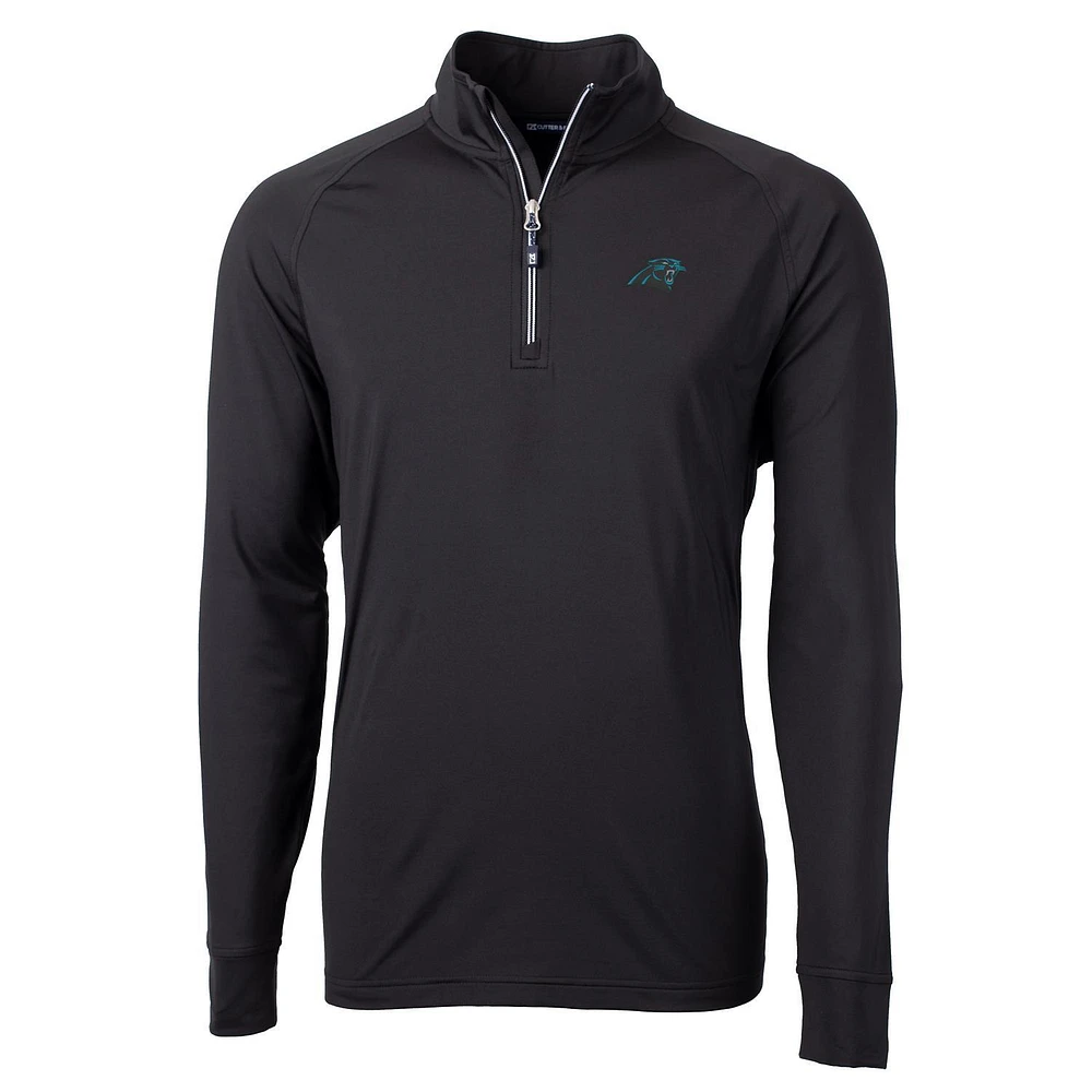 Men's Cutter & Buck Carolina Panthers Adapt Eco Knit Quarter-Zip Pullover Jacket